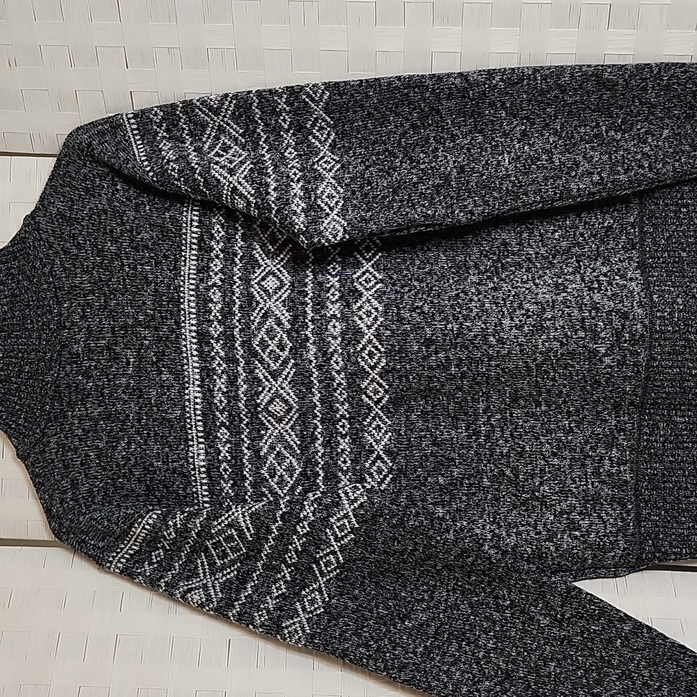 👉*NWT* CHARCOAL GREY & WHITE *FLEECE LINED* PATTERNED QUARTER-ZIP SWEATER ~XXL - Picture 4 of 15